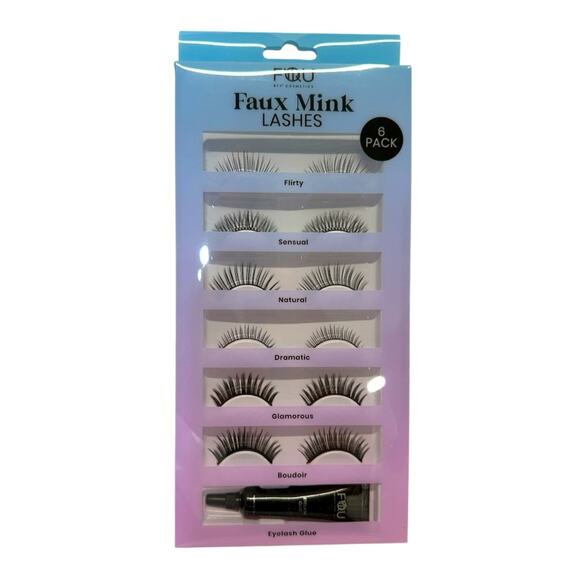 BFY Cosmetics Faux Mink Lashes 6 Pack with Glue - Black - Picture 1 of 6